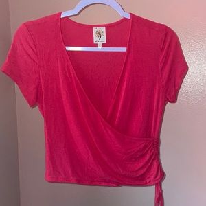 nwot pink wrap top